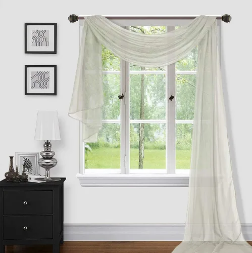 Vista 16 de Sapphire Home Cortinas de cenefa para ventana, cenefas transparentes extralargas para ventanas, cortinas de gasa para sala de estar, cocina