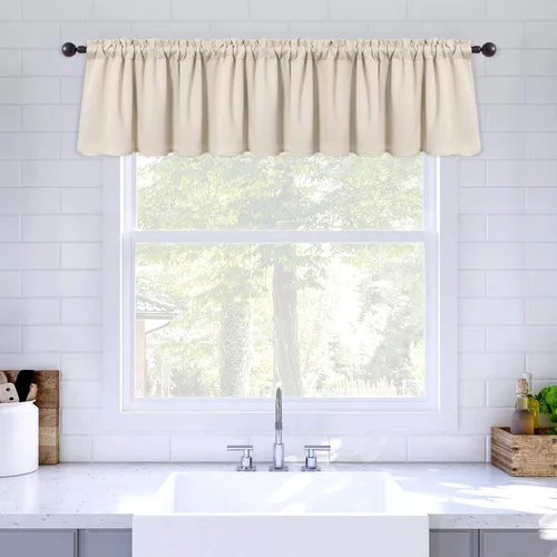 Vista 15 de MIULEE Cenefa de ventana opaca de primavera para dormitorio, cocina, baño, sala de estar, oscurecimiento de bolsillo para barra, cenefa de cortina