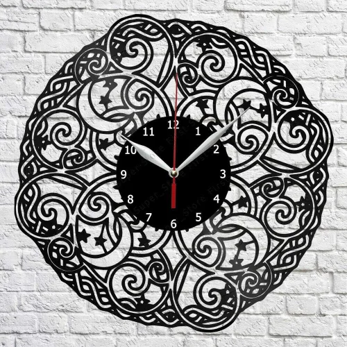 Abstract Vinyl Wall Clock LP Record Home Decor Handmade Art Personality Gift 5 (Size: 12 inch, Color: Black)