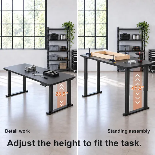 Vista 4 de 63" Dual-Motor Electric Height Adjustable Workbench Negro