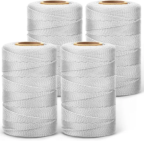 Vista 8 de Amylove Línea de cuerda Mason de 4 rollos #18, línea de cuerda de construcción trenzada de nailon de 500 pies, cuerda resistente para exteriores