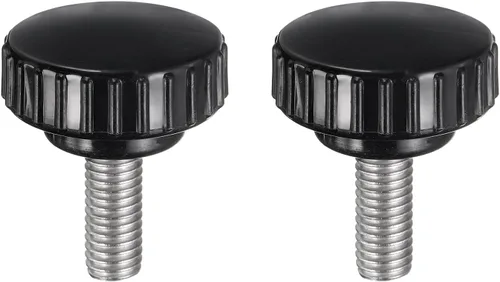 Vista 37 de uxcell 2 perillas de sujeción moleteadas M6 x 0.394 in métricas de acero inoxidable 304 rosca macho tornillo de pulgar en tipo 1.181 in cabeza