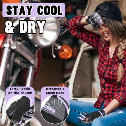 Vista 30 de HANDLANDY HLDD Work Gloves Women, Safety Work Gloves Touchscreen Working Glove for Mechanic, Gardening, Construction, DIY