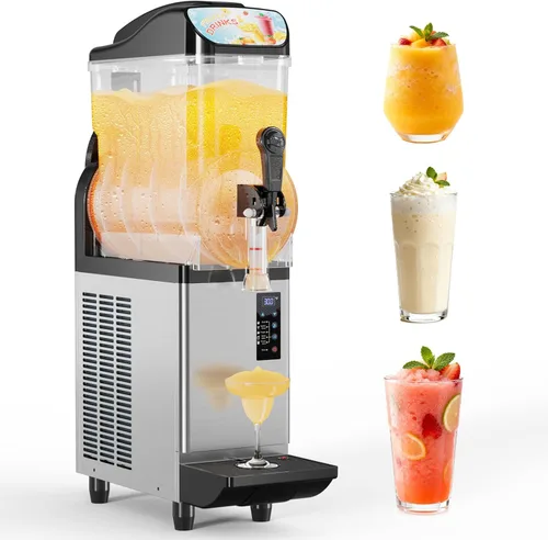 Máquina comercial de granizado de 15L con luz LED, 15L × 1 Tanques Máquina comercial de bebidas congeladas, Máquina de granizado de margarita de