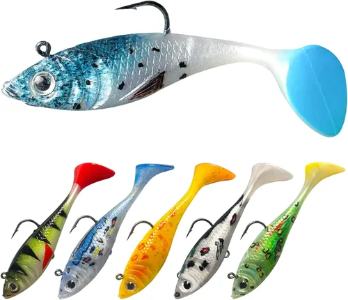Vista 9 de Pristis Jig Head Fishing Lures for Freshwater Saltwater, Weedless Swim Jig Teasers with Sharp Hooks & Exquisite Coating, Pre-Rigged Vibrating