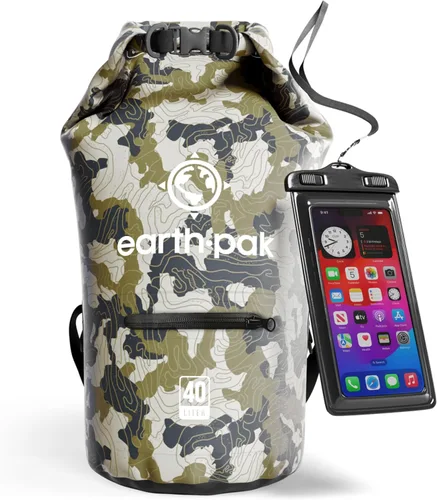 Vista 44 de Earth Pak Bolsa seca impermeable con bolsillo con cremallera, mochila impermeable para mantener el equipo seco