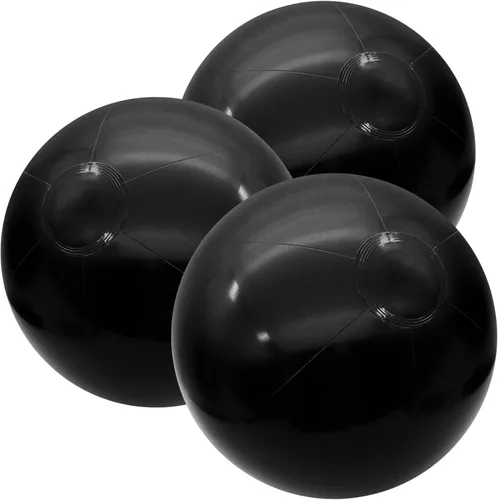 Paquete de 3 pelotas de playa, grandes bolas de playa inflables a granel para fiestas, playa, piscinas y juegos Negro