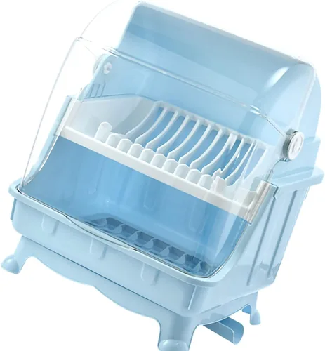 Vista 5 de Escurridor de platos, soporte para secadora de botellas con tapa de cubierta y escurridor extraíble, soporte para utensilios y tazas para encimera