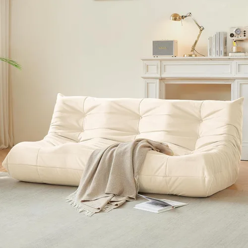 Vista 16 de Silla Puf, Silla Puf Loveseat junto a la Chimenea Sofá Puf para Adultos, Sillas Puf de 2 Plazas para Adolescentes con Espuma de Alta Resistencia