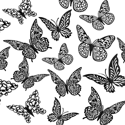 Vista 15 de Decoración de pared de mariposa dorada 3D, 3 tamaños, 4 estilos, decoraciones de fiesta de mariposas, decoraciones de pasteles, calcomanías