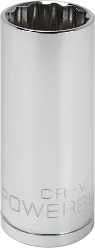 Vista 20 de Powerbuilt 3/8 de pulgada x 1/2 pulgada SAE Deep Socket, 12 puntos, cromo-vanadio, marca de tamaño - 940046