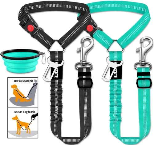 Juego de 3 cinturones de seguridad de automóvil para perros, cinturones de seguridad retráctiles ajustables para reposacabezas de vehículos, arnés