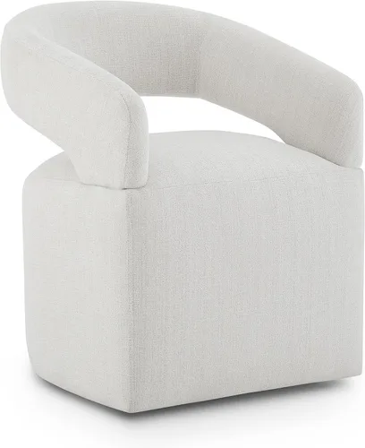 Vista 16 de KISLOT Juego de 1 sillas de comedor tapizadas con ruedas, color beige crema