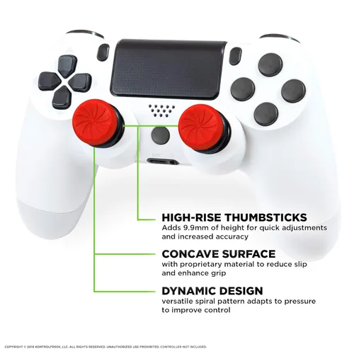 Vista 2 de KontrolFreek FPS Freek Inferno para PlayStation 4 (PS4) y PlayStation 4 (PS5) Controller Thumbsticks de rendimiento 2 cóncavos de gran altura