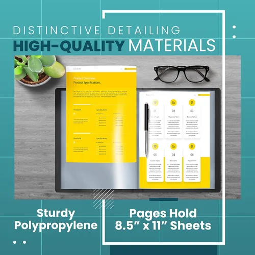 Vista 2 de Better Office Products Libro de presentación negro con 60 bolsillos, con cubierta frontal transparente, 120 páginas protectoras de hojas, hojas