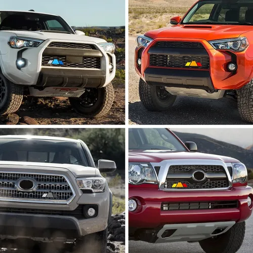 Vista 7 de Emblema de Coche Tricolor para Malla Gille, Emblemas y Adornos de Coche Impermeables con Diseño de Montaña en Triángulo, Adornos de Coche Genial