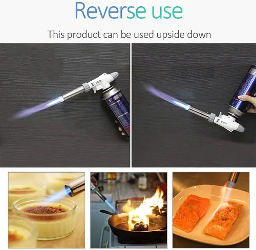 Vista 6 de FunOwlet Linterna de butano, encendedor de cocina de uso inverso con llama ajustable, combustible de butano no incluido, ideal para cocinar chef
