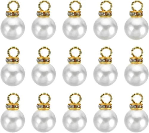Vista 19 de PATIKIL 100 cuentas de perlas de perlas de imitación con diamantes de imitación DIY para hacer joyas, pulseras y aretes Plateado blanco