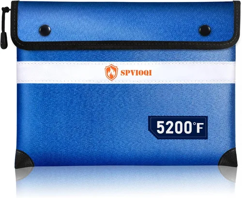 Vista 10 de Bolsa de Documentos Ignífuga Mejorada de 5200°F - Bolsa Ignífuga con Cremallera, Aislada Térmica, Tira Reflectante para Encontrar Rápidamente