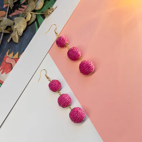 Vista 4 de Yanxyad Thread Ball Dangle Earrings Thread Dangle Earrings Soriee Drop Earrings Beaded Ball Ear Drop