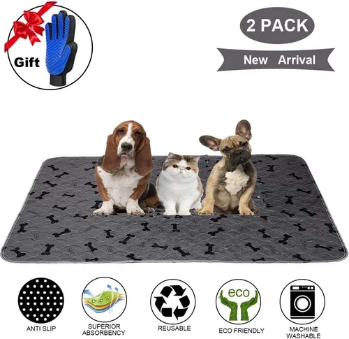 Vista 2 de JdPet - Almohadillas lavables para orina de perros con guantes de aseo gratis, tapetes antideslizantes para perros con gran absorción de orina