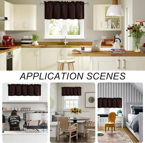 Vista 2 de DWCN Cortinas de cenefa para sala de estar, cenefa de cocina, cenefa corta sólida, cenefa de cortina de oscurecimiento de habitación, bolsillo