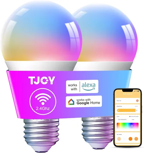 Vista 11 de TJOY Paquete de 4 bombillas inteligentes, Bluetooth WiFi LED funciona con Alexa y Google Assistant, bombillas RGB que cambian