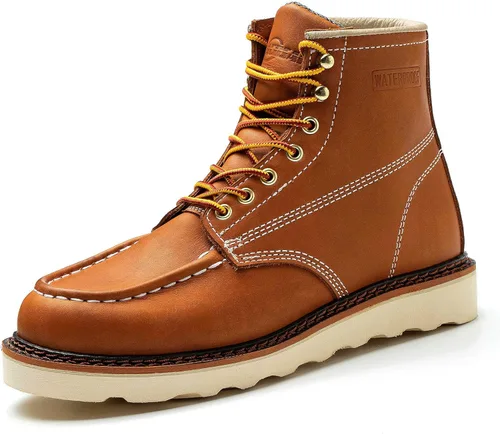 Vista 6 de Botas de trabajo para hombre - Botas de trabajo de 6 pulgadas con punta de cuña suave, Botas de trabajo impermeables para hombre Negro