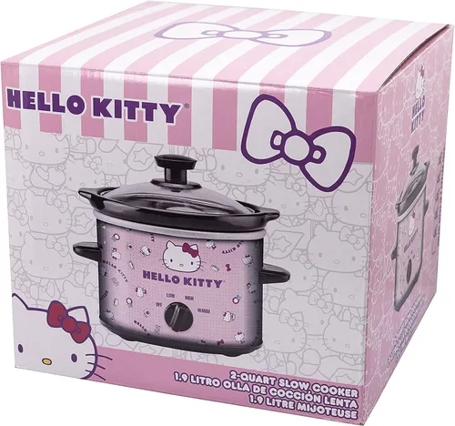 Vista 8 de Uncanny Brands Olla de cocción lenta Hello Kitty de 2 cuartos - Cocina con tus personajes favoritos de Sanrio