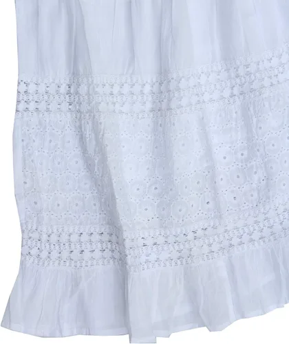 Vista 4 de Hobo Hippie Gypsy Bohemia Color Sólido Largo Falda Blanca India, Blanco