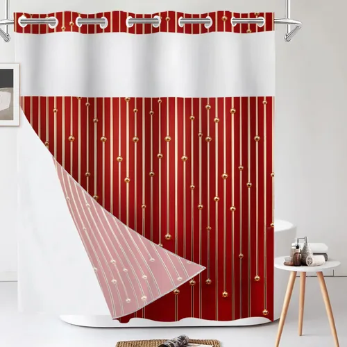 Vista 744 de Shrahala Father and Child Embracing No Hooks Shower Curtain with Snap in Liner Set, Tender Moment Captured Bathroom Décor Polyester Fiber Waterproof