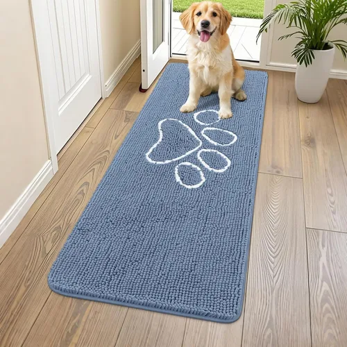 Vista 93 de Smiry Tapete para puerta de perro para patas fangosas, absorbente que atrapa la suciedad, antideslizante, de secado rápido, lavable, tapete