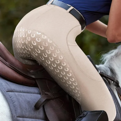 Vista 5 de FitsT4 Sports Mallas de Equitación de Asiento Completo para Mujer con Agarre de Silicona Activa Pantalones Ecuestres Albaricoque