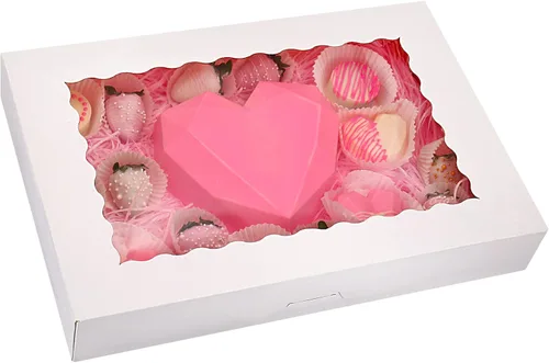 Tcoivs - 20 cajas de pastelería de 16 x 11 x 2.5 pulgadas con visor, diseño autoemergente para 12 donas, cajas de galletas grandes para pasteles,