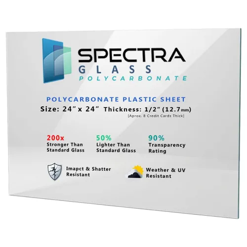 Vista 42 de Spectra Glass Lámina de plástico de policarbonato transparente. Más fuerte que las láminas de plexiglás. Resistente a los rayos UV, impacto, a