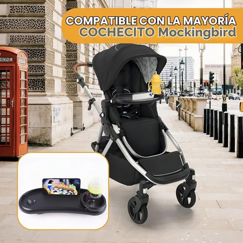 Vista 5 de Bandeja de aperitivos compatible con Mockingbird, Nuna, Evenflo Stroller
