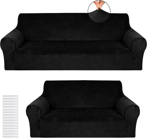 Vista 15 de Peryiter 2 piezas de fundas para sofá Fundas para sofás de dos plazas para sala de estar Juego de fundas para muebles Protector para sofá y silla