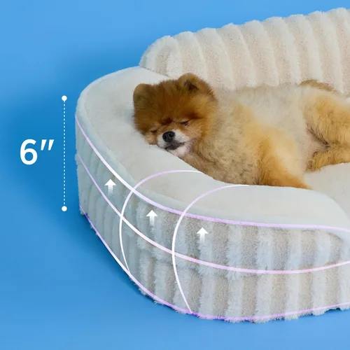 Vista 2 de LE SURE Cama Linda para Perros Pequeños, Camas Ortopédicas Impermeables para Mascotas Pequeñas con Lados, Sofá de Espuma de Huevera con Fondo