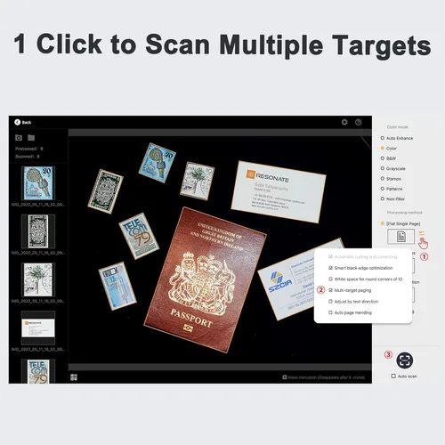 Vista 4 de CZUR Lens800 Pro - Escáner portátil de documentos y cámara de documentos de 8 MP, escáner PDF móvil fácil de viajar, tamaño de captura A4, escaneo