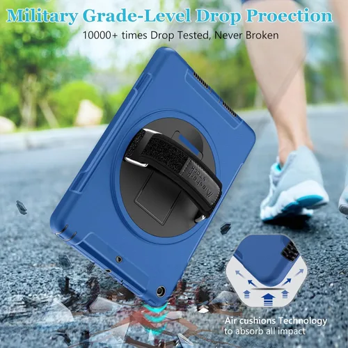 Vista 8 de Funda para iPad 6ª/5ª generación: Funda protectora de TPU para iPad 9.7 (2018/2017) y iPad Air 2 9.7" con soporte, asa y correa de hombro, soporte