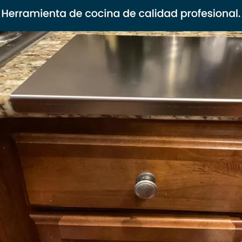 Vista 8 de Tablas de cortar de acero inoxidable para cocina, grado alimenticio 304, adecuadas para carne, frutas, verduras y pan, tablas de cortar de gran