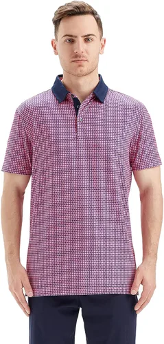 Vista 2 de Camisas de golf para hombre, Dry Fit, manga corta, estampado, de rendimiento, absorbe la humedad