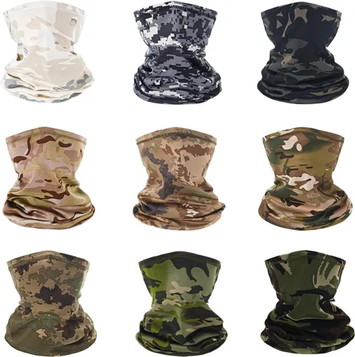 9 Pack Neck Gaiter Sun Protection Face Masks Breathable Windproof Face Cover UV Protection Bandana Scarf for Men Women