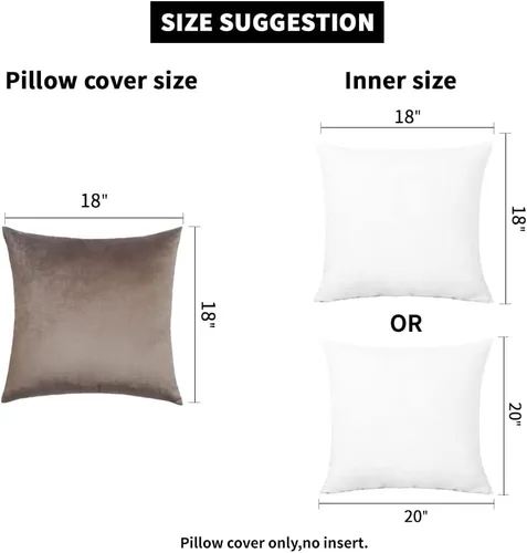 Vista 4 de Juego de 4 fundas de almohada neutras de 18 x 18 pulgadas, fundas de cojín de terciopelo suave, fundas de almohada sólidas, lujosas fundas