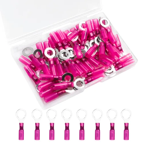 Vista 10 de 50 unidades de conectores termocontraíbles para cables, terminales de anillo impermeables 12-10 AWG, terminales de cable 12-10 AWG #10 para uso