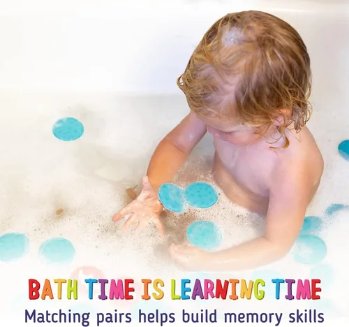 Vista 3 de merka Bath Toys Flash Cards - 30-Pack, 2.25-Inch EVA Foam, Multicolor - Baby Bath Toys & Memory Matching Game & Bathtub Flash Cards