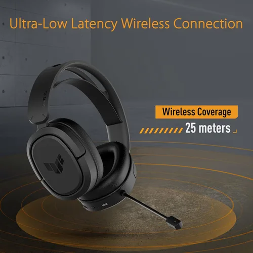 Vista 3 de ASUS TUF Gaming H1 Auriculares inalámbricos Micrófono certificado Discord sonido envolvente 71 controladores de 1575in 24 GHz USB-C ligero batería