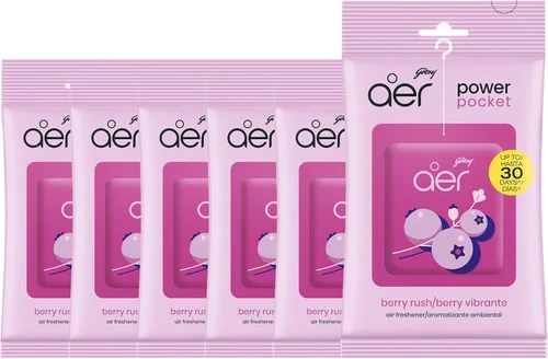 Godrej Aer Power Pocket Floral Delight Fragancia para Baño 10 g, Paquete de 6, Naranja