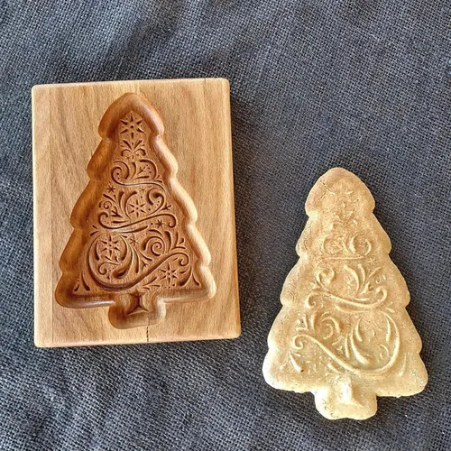 Vista 30 de Molde de Galletas de Madera Herramienta de Decoración de Galletas de Madera Moldes de Galletas 3D Molde de Hornear Gracioso Arte de Relieve Navidad