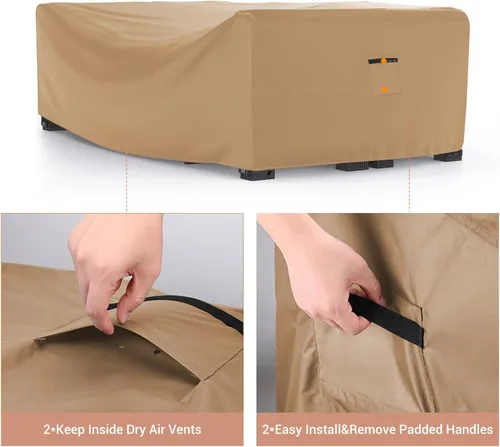 Vista 3 de Mrrihand Fundas resistentes para muebles de patio, fundas para muebles de exterior, juego de sofá modular impermeable, juego de mesa de patio